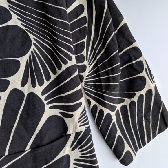 J. Crew black and tan pattern dress with 3/4 sleeves and pockets - Picture 6 of 10